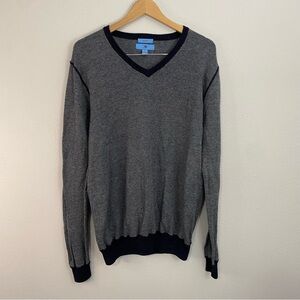 Egara‎ Slim Fit Blue Knit Cashmere Blend V-Neck Men’s XLT